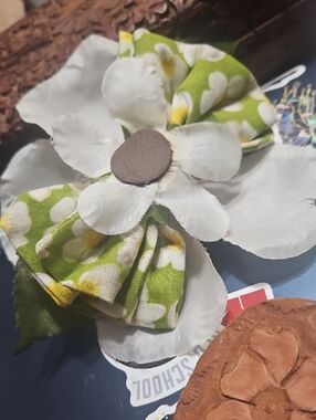 Hand Crafted Pet Collar Floral Bow Tie Accent NEW Or Free W Any Purchase